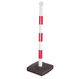 Poteau pvc s/ socle rouge-blanc